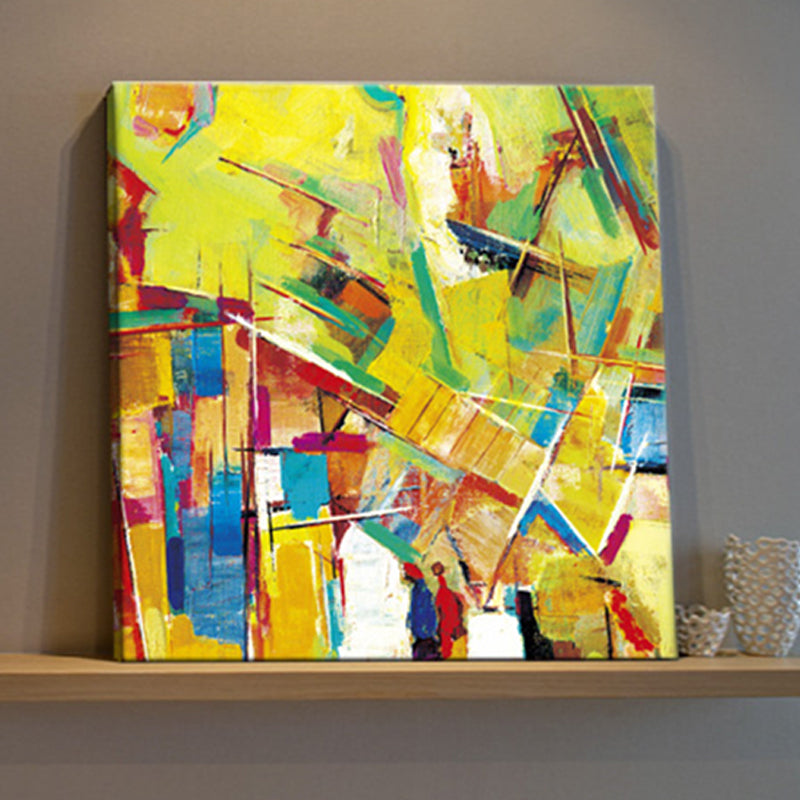 Peculiar Oil Painting Wall Decor Pop Art Novel Abstract Pattern Canvas in Yellow Yellow Clearhalo 'Arts' 'Canvas Art' 1861856