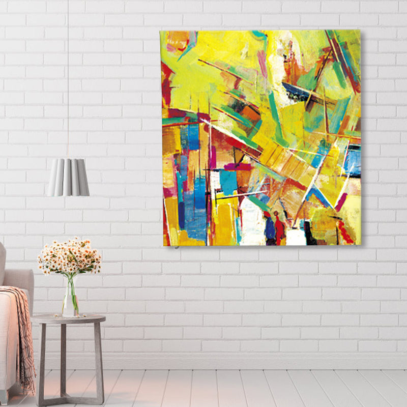 Peculiar Oil Painting Wall Decor Pop Art Novel Abstract Pattern Canvas in Yellow