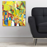 Peculiar Oil Painting Wall Decor Pop Art Novel Abstract Pattern Canvas in Yellow Clearhalo 'Arts' 'Canvas Art' 1861858