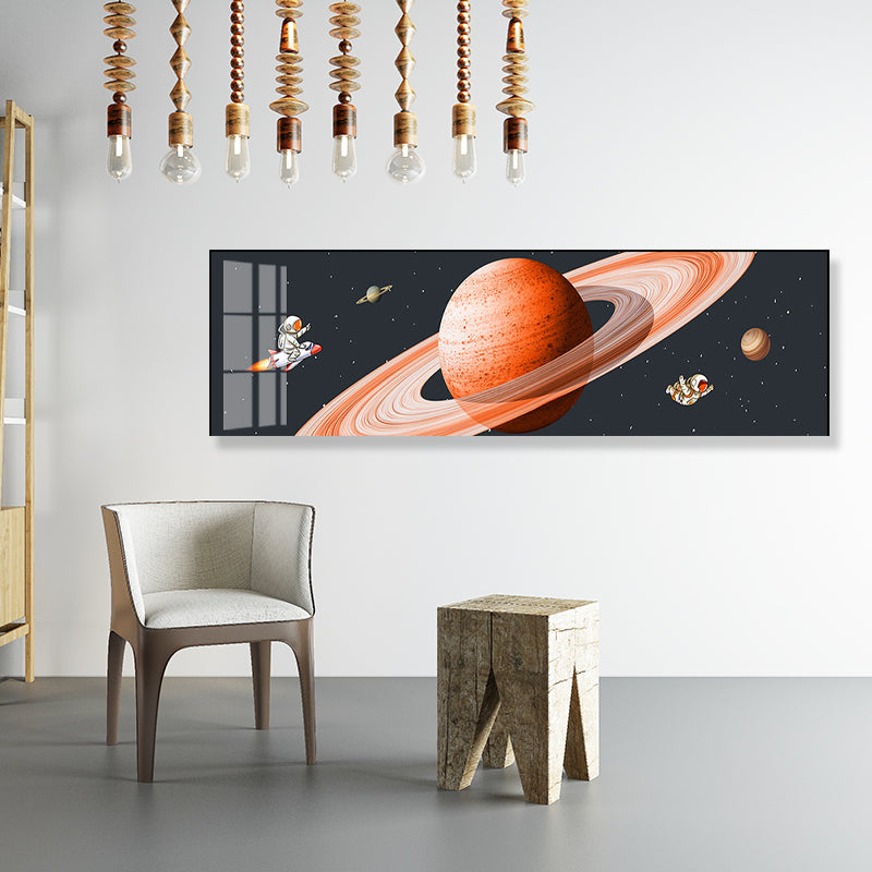 Pastel Color Planets Scene Painting Universe Children's Art Textured Canvas for Sitting Room Clearhalo 'Art Gallery' 'Canvas Art' 'Kids' Arts' 1861879