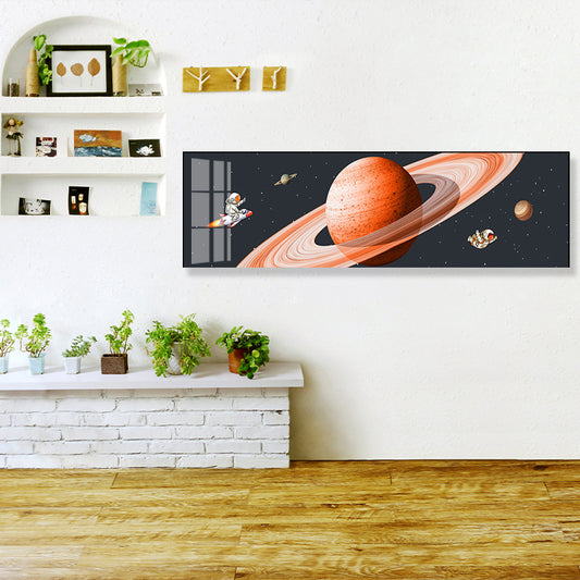 Pastel Color Planets Scene Painting Universe Children's Art Textured Canvas for Sitting Room Clearhalo 'Art Gallery' 'Canvas Art' 'Kids' Arts' 1861880