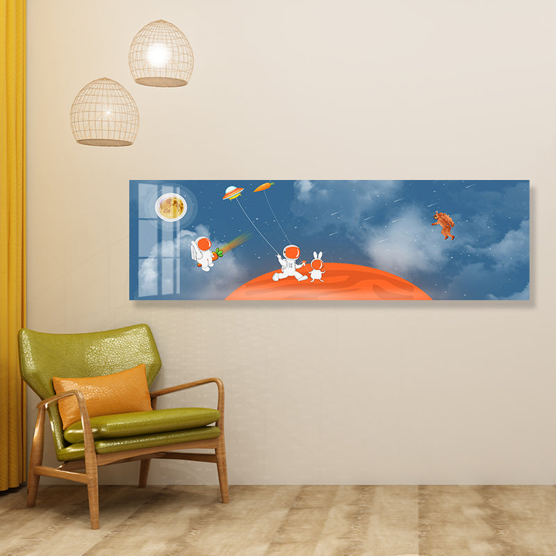 Pastel Color Planets Scene Painting Universe Children's Art Textured Canvas for Sitting Room Clearhalo 'Art Gallery' 'Canvas Art' 'Kids' Arts' 1861884