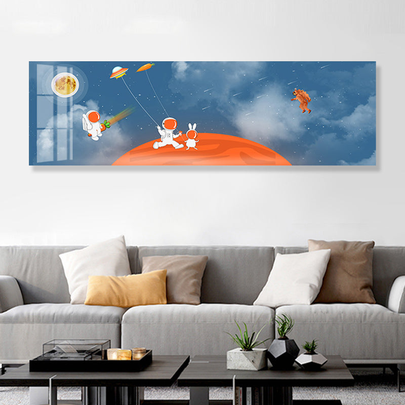 Pastel Color Planets Scene Painting Universe Children's Art Textured Canvas for Sitting Room Clearhalo 'Art Gallery' 'Canvas Art' 'Kids' Arts' 1861885
