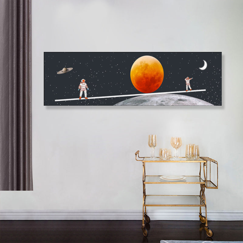 Pastel Color Planets Scene Painting Universe Children's Art Textured Canvas for Sitting Room Clearhalo 'Art Gallery' 'Canvas Art' 'Kids' Arts' 1861888