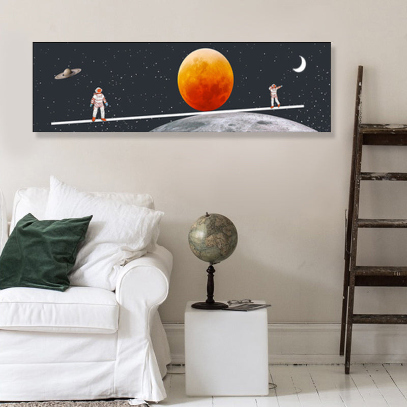 Pastel Color Planets Scene Painting Universe Children's Art Textured Canvas for Sitting Room Clearhalo 'Art Gallery' 'Canvas Art' 'Kids' Arts' 1861889