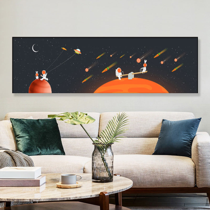 Pastel Color Planets Scene Painting Universe Children's Art Textured Canvas for Sitting Room Clearhalo 'Art Gallery' 'Canvas Art' 'Kids' Arts' 1861893