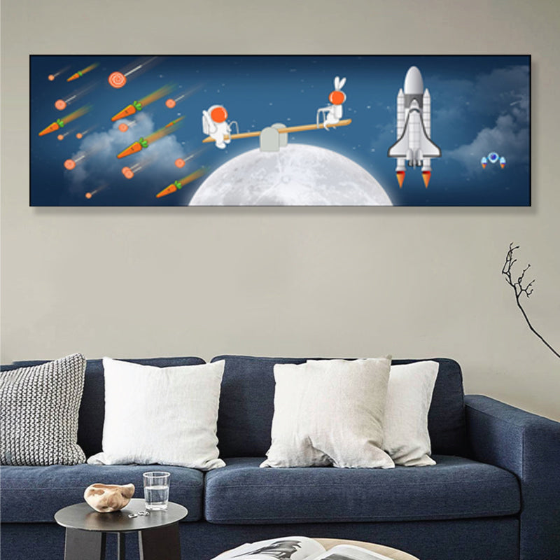 Pastel Color Planets Scene Painting Universe Children's Art Textured Canvas for Sitting Room Clearhalo 'Art Gallery' 'Canvas Art' 'Kids' Arts' 1861900