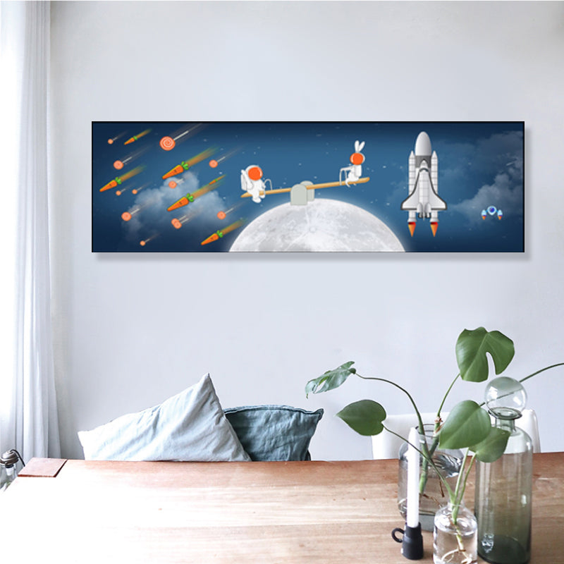 Pastel Color Planets Scene Painting Universe Children's Art Textured Canvas for Sitting Room Clearhalo 'Art Gallery' 'Canvas Art' 'Kids' Arts' 1861901