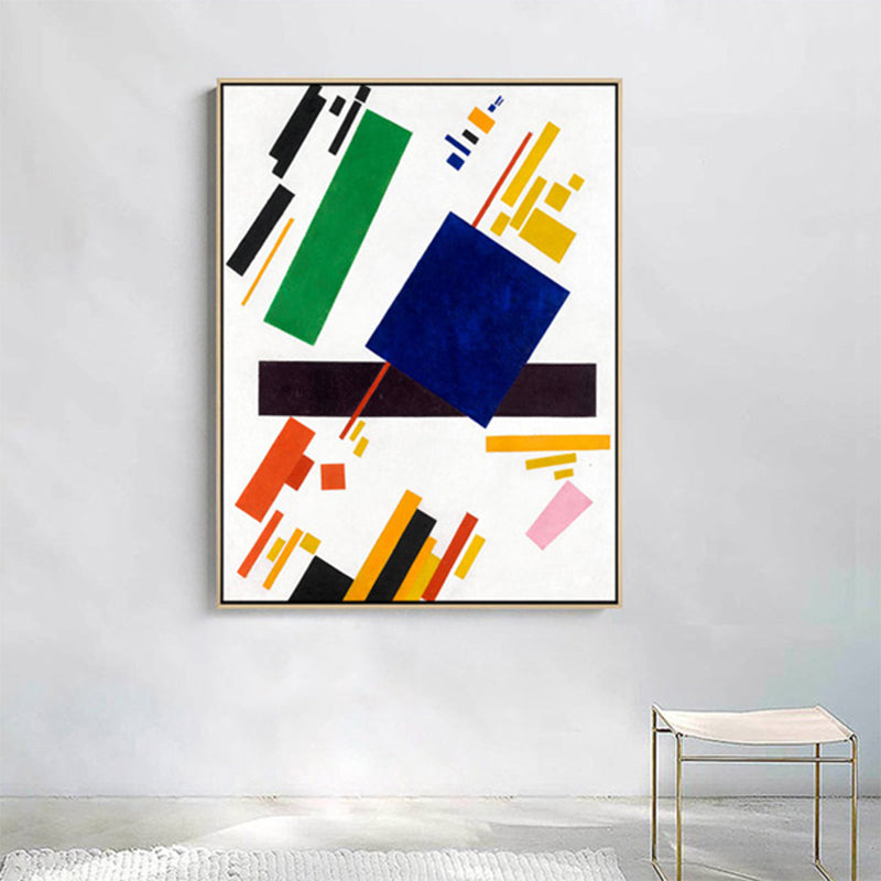 Abstract Geometric Pattern Canvas Print Mid-Century Modern Textured Wall Art in Family Room - Blue - Clearhalo - 'Arts' - 'Canvas Art' - 1861903
