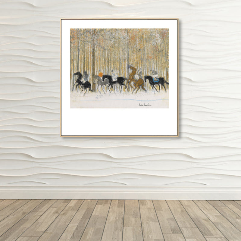 Modern Painting Horse Herds Canvas Print Light Color Textured Wall Art Decor for Home - Brown - Clearhalo - 'Arts' - 'Canvas Art' - 1861943