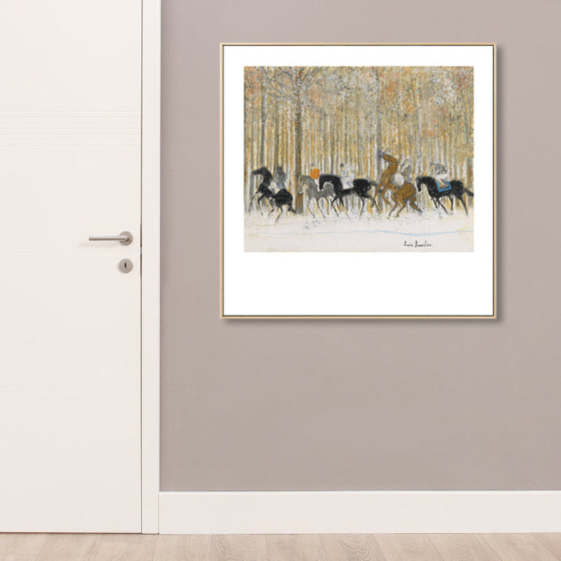 Modern Painting Horse Herds Canvas Print Light Color Textured Wall Art Decor for Home - Clearhalo - 'Arts' - 'Canvas Art' - 1861944