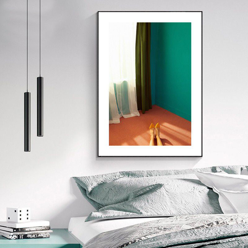 Contemporary Style Bedroom Scene Wall Art Decor Green Living Room Wrapped Canvas Clearhalo 'Art Gallery' 'Canvas Art' 'Contemporary Art Gallery' 'Modern' Arts' 1861952
