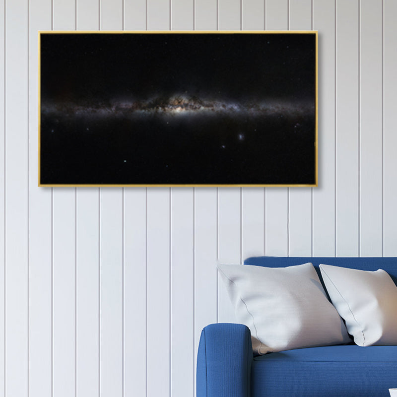Kids Photo Shooting Star Canvas Print Dark Milky Way Wall Art Decor for Boys Bedroom Black Clearhalo 'Art Gallery' 'Canvas Art' 'Kids' Arts' 1861984