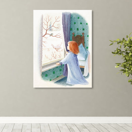 Modern Young Girl Canvas Soft Color Textured Wall Decor for Living Room, Multiple Sizes Blue Clearhalo 'Art Gallery' 'Canvas Art' 'Contemporary Art Gallery' 'Modern' Arts' 1861988