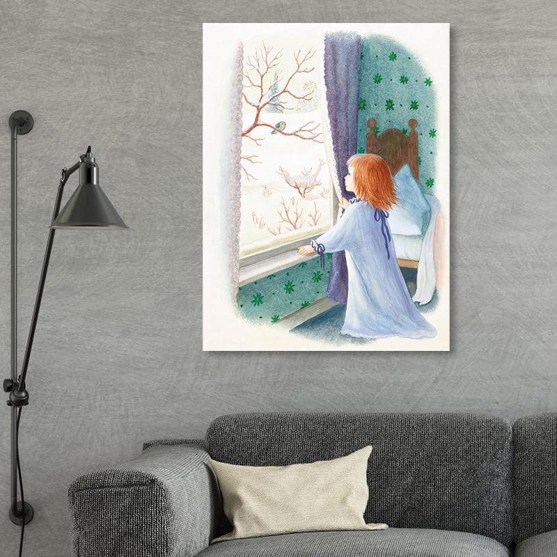 Modern Young Girl Canvas Soft Color Textured Wall Decor for Living Room, Multiple Sizes Clearhalo 'Art Gallery' 'Canvas Art' 'Contemporary Art Gallery' 'Modern' Arts' 1861990