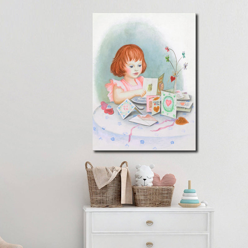 Modern Young Girl Canvas Soft Color Textured Wall Decor for Living Room, Multiple Sizes White Clearhalo 'Art Gallery' 'Canvas Art' 'Contemporary Art Gallery' 'Modern' Arts' 1861994