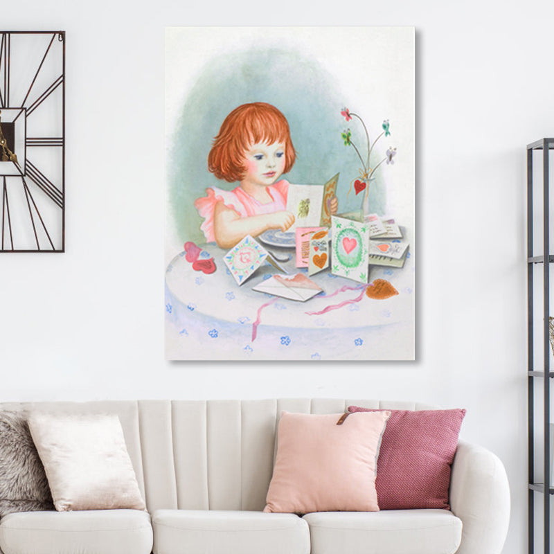 Modern Young Girl Canvas Soft Color Textured Wall Decor for Living Room, Multiple Sizes Clearhalo 'Art Gallery' 'Canvas Art' 'Contemporary Art Gallery' 'Modern' Arts' 1861995