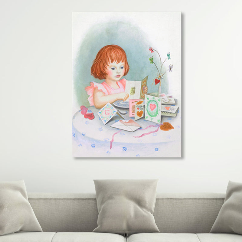 Modern Young Girl Canvas Soft Color Textured Wall Decor for Living Room, Multiple Sizes Clearhalo 'Art Gallery' 'Canvas Art' 'Contemporary Art Gallery' 'Modern' Arts' 1861996
