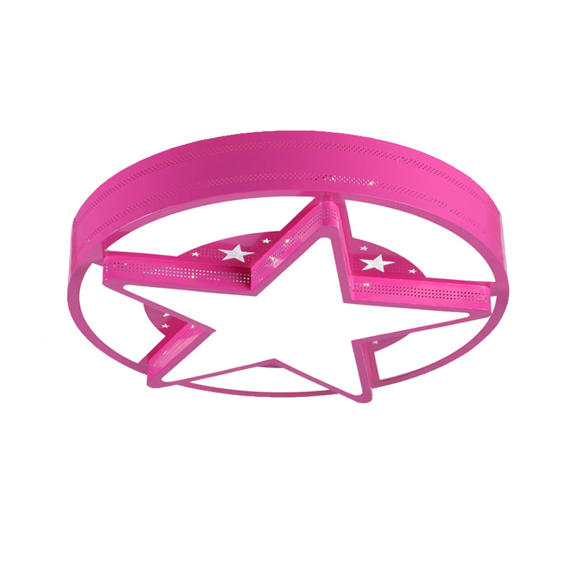 Contemporary Circle Flush Mount Light with Star Metal & Acrylic Ceiling Lamp for Bathroom Clearhalo 'Ceiling Lights' 'Close To Ceiling Lights' 'Close to ceiling' 'Flush mount' Lighting' 186201