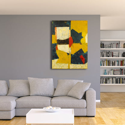Novel Abstract Pattern Canvas Pop Art Textured Wall Decor in Pastel Color for Guest Room Yellow Clearhalo 'Arts' 'Canvas Art' 1862038