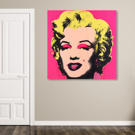 Marilyn Monroe Canvas House Interior Paintings Figure Wall Art Print in Soft Color, Textured Pink