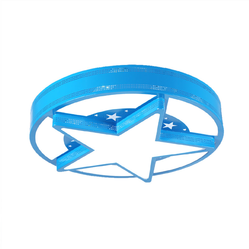 Contemporary Circle Flush Mount Light with Star Metal & Acrylic Ceiling Lamp for Bathroom Clearhalo 'Ceiling Lights' 'Close To Ceiling Lights' 'Close to ceiling' 'Flush mount' Lighting' 186206