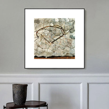 Bare Tree Wall Art Decor Mid-Century Modern Style Textured Canvas in Gray for Lobby Grey Clearhalo 'Arts' 'Canvas Art' 1862091