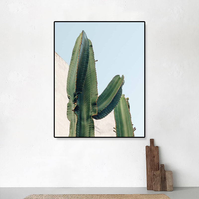 Photography Print Cactus Pattern Wall Art Decor Dining Room Botany Canvas in Green Clearhalo 'Art Gallery' 'Canvas Art' 'Contemporary Art Gallery' 'Modern' Arts' 1862111