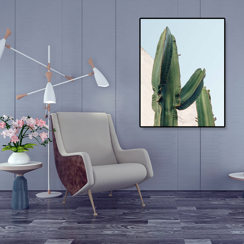 Photography Print Cactus Pattern Wall Art Decor Dining Room Botany Canvas in Green Clearhalo 'Art Gallery' 'Canvas Art' 'Contemporary Art Gallery' 'Modern' Arts' 1862112