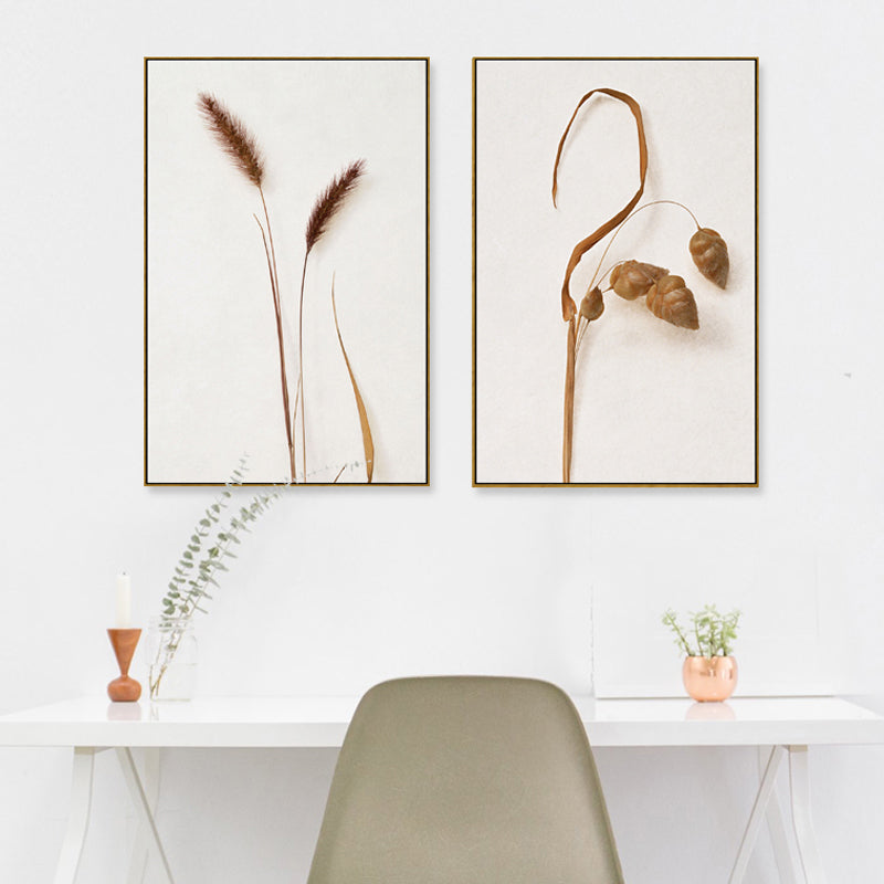 Rustic Style Botanical Canvas Art Light Color Textured Wall Decor for Dining Room Clearhalo 'Art Gallery' 'Canvas Art' 'Country Art Gallery' 'French Country' 'Rustic' Arts' 1862138