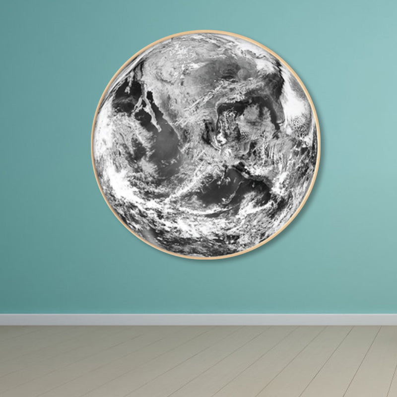 Photographic Earth Surface Wall Art for Kids Bedroom, Dark Color, Multiple Sizes Grey Clearhalo 'Art Gallery' 'Canvas Art' 'Kids' Arts' 1862156