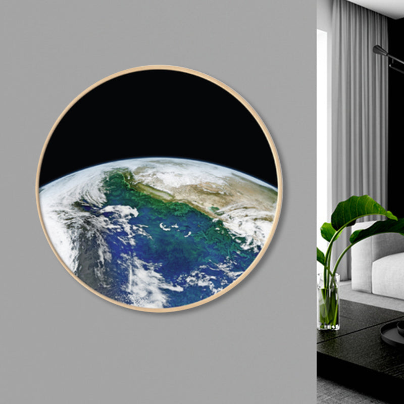 Photographic Earth Surface Wall Art for Kids Bedroom, Dark Color, Multiple Sizes Blue Clearhalo 'Art Gallery' 'Canvas Art' 'Kids' Arts' 1862164