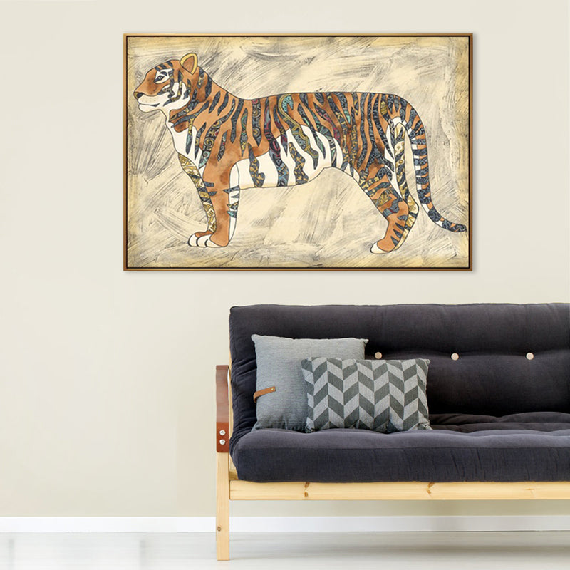 Asian Drawing Animal Art Print Canvas Textured Light Color Wall Decor for Living Room Clearhalo 'Arts' 'Canvas Art' 1862177