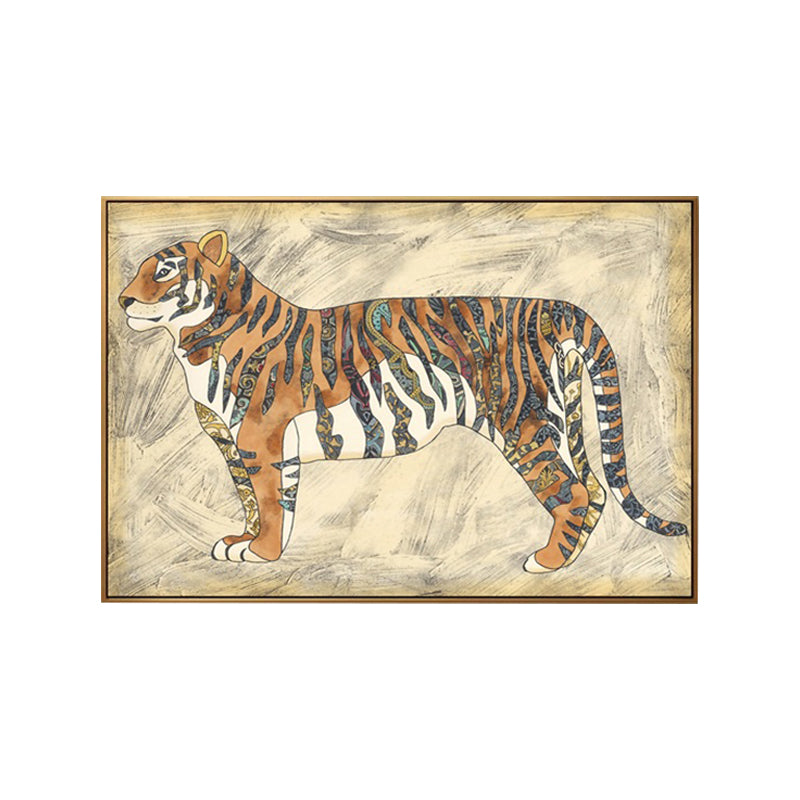 Asian Drawing Animal Art Print Canvas Textured Light Color Wall Decor for Living Room Clearhalo 'Arts' 'Canvas Art' 1862178