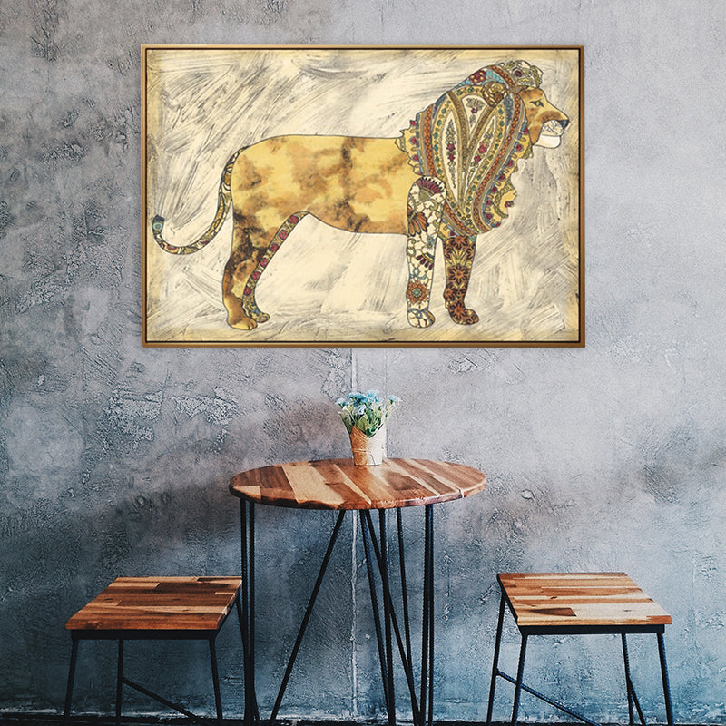 Asian Drawing Animal Art Print Canvas Textured Light Color Wall Decor for Living Room Clearhalo 'Arts' 'Canvas Art' 1862180