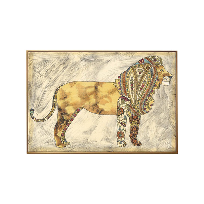 Asian Drawing Animal Art Print Canvas Textured Light Color Wall Decor for Living Room Clearhalo 'Arts' 'Canvas Art' 1862182