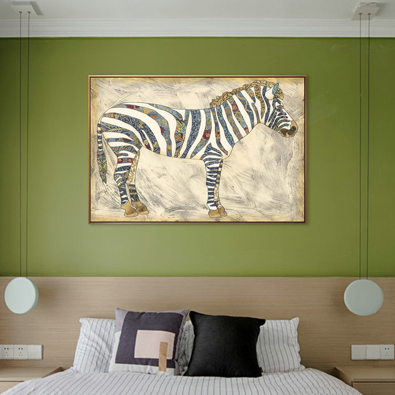 Asian Drawing Animal Art Print Canvas Textured Light Color Wall Decor for Living Room White Clearhalo 'Arts' 'Canvas Art' 1862183