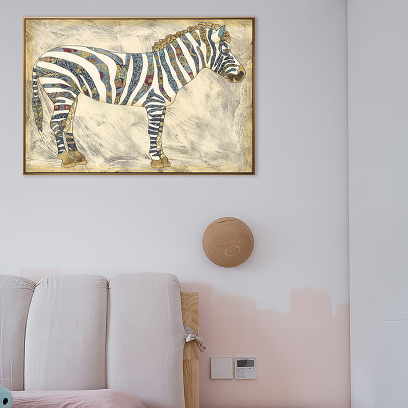 Asian Drawing Animal Art Print Canvas Textured Light Color Wall Decor for Living Room Clearhalo 'Arts' 'Canvas Art' 1862184