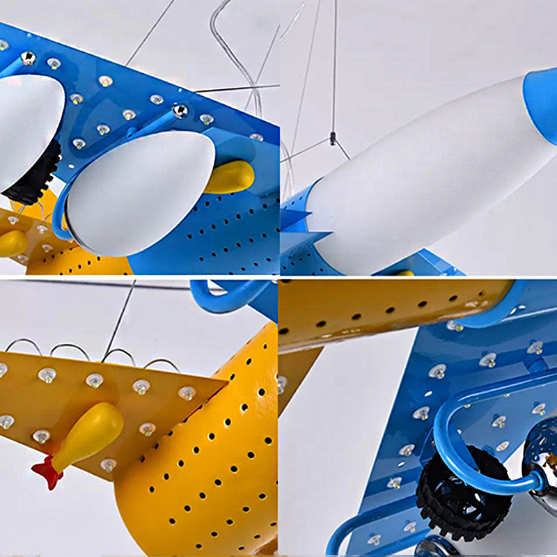 Modern Cool Fighter Airplane Pendant Light Metal Blue Chandelier for Study Room Kindergarten Clearhalo 'Ceiling Lights' 'Chandeliers' Lighting' options 186223