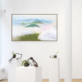 Misty Hills Canvas Print Impressionism Picturesque Landscape Wall Decor in White for Gallery Clearhalo 'Arts' 'Canvas Art' 1862264