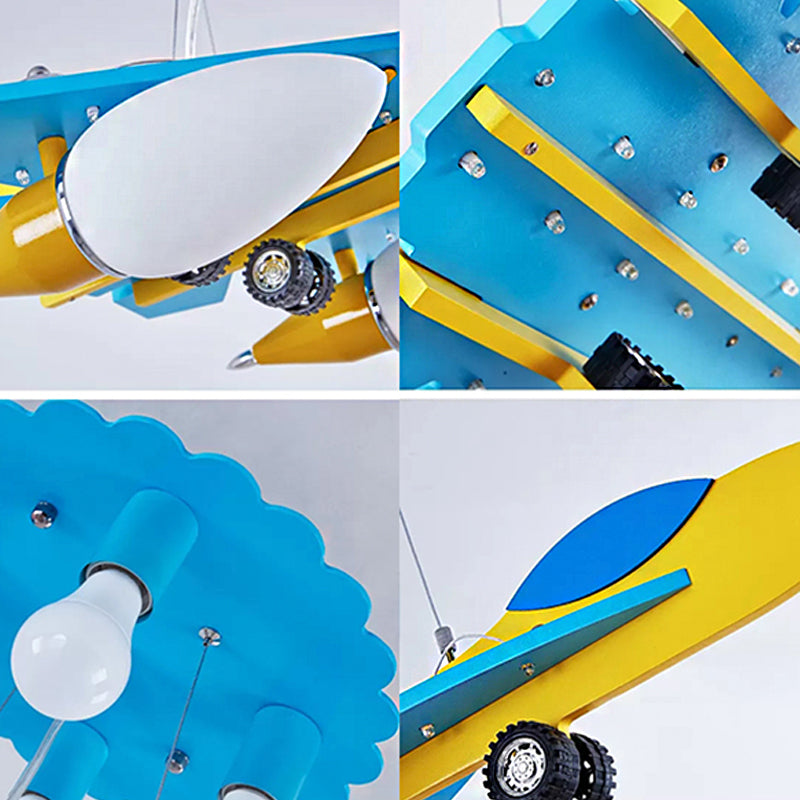 Kids Cool Blue Pendant Light Fighter Airplane 6 Heads Metal Chandelier for Boys Bedroom Clearhalo 'Ceiling Lights' 'Chandeliers' Lighting' options 186228