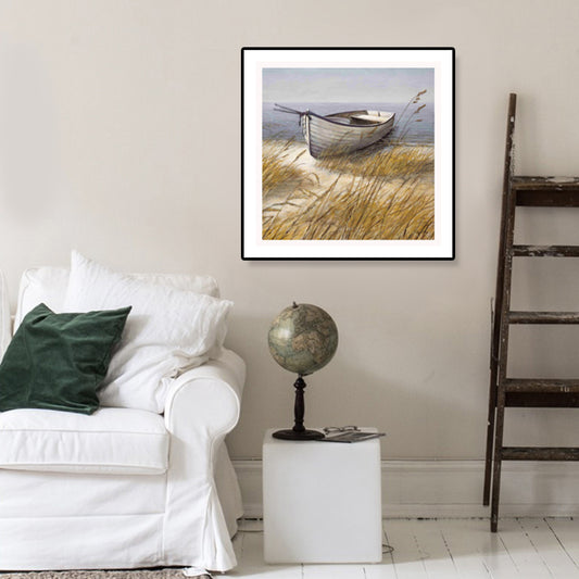Brown Wooden Boat Canvas Print Textured Wall Decor for Study Room, Multiple Size Brown Clearhalo 'Art Gallery' 'Canvas Art' 'Country Art Gallery' 'French Country' 'Rustic' Arts' 1862298