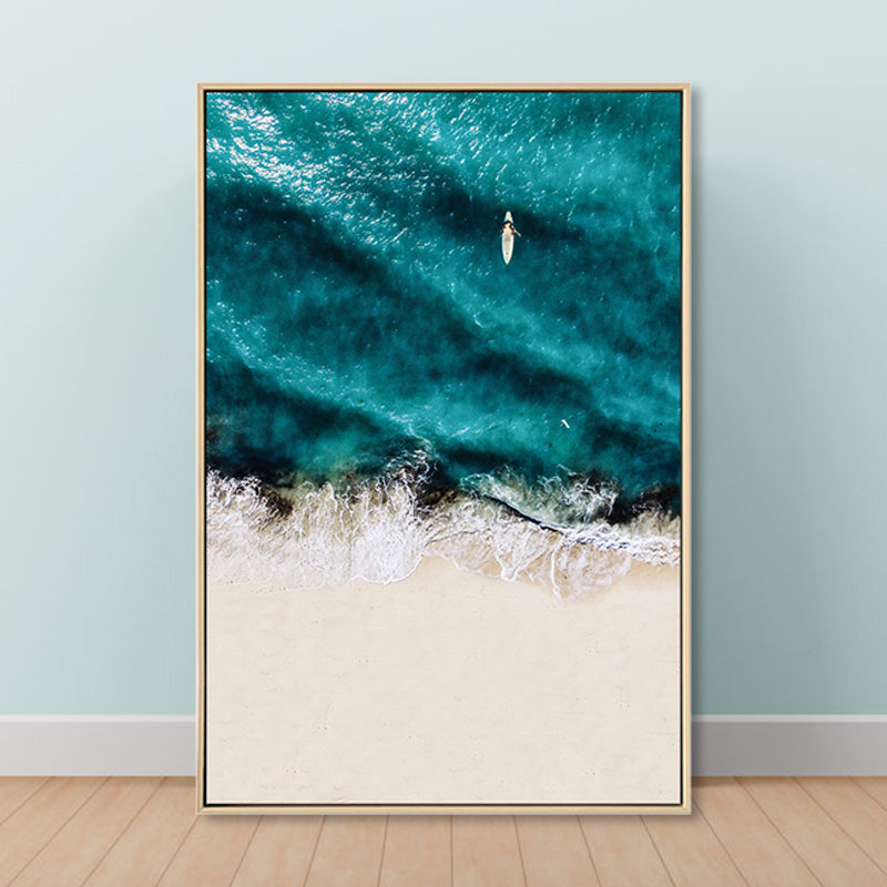 Tropical Landscape Wall Decor Canvas Textured Dark Color Wall Art for Family Room Blue Clearhalo 'Art Gallery' 'Canvas Art' 'Coastal Art Gallery' 'Tropical' Arts' 1862305