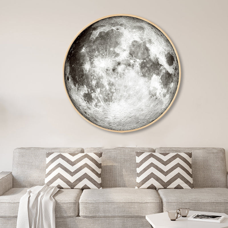 Textured Dark Color Canvas Kids Photo Print 3D Effect Planet Wall Art for Boys Room White-Gray Clearhalo 'Art Gallery' 'Canvas Art' 'Kids' Arts' 1862316