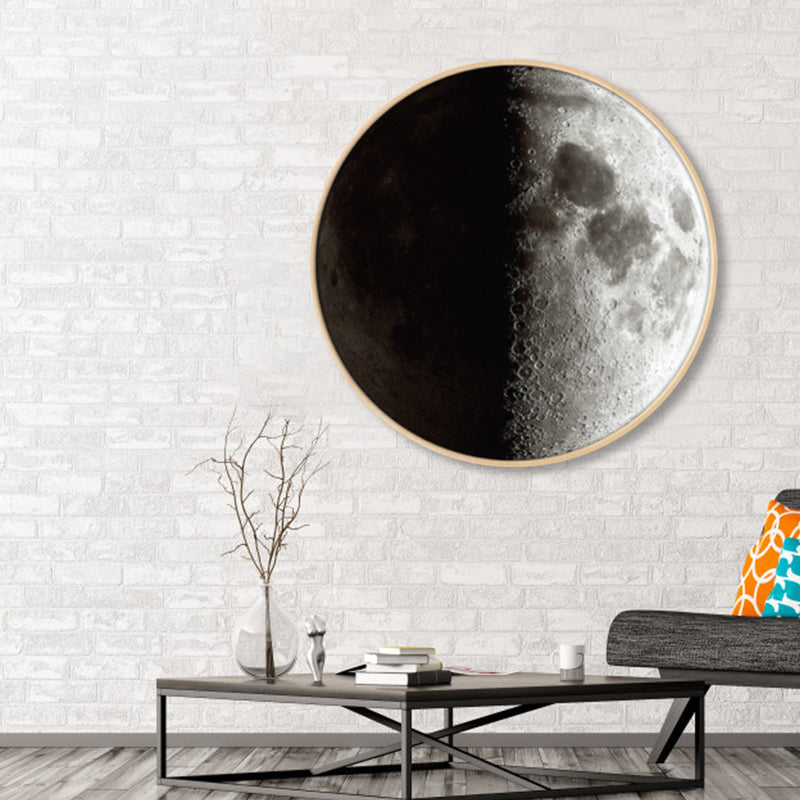 Textured Dark Color Canvas Kids Photo Print 3D Effect Planet Wall Art for Boys Room Clearhalo 'Art Gallery' 'Canvas Art' 'Kids' Arts' 1862330