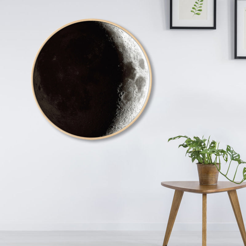 Textured Dark Color Canvas Kids Photo Print 3D Effect Planet Wall Art for Boys Room Black Clearhalo 'Art Gallery' 'Canvas Art' 'Kids' Arts' 1862332