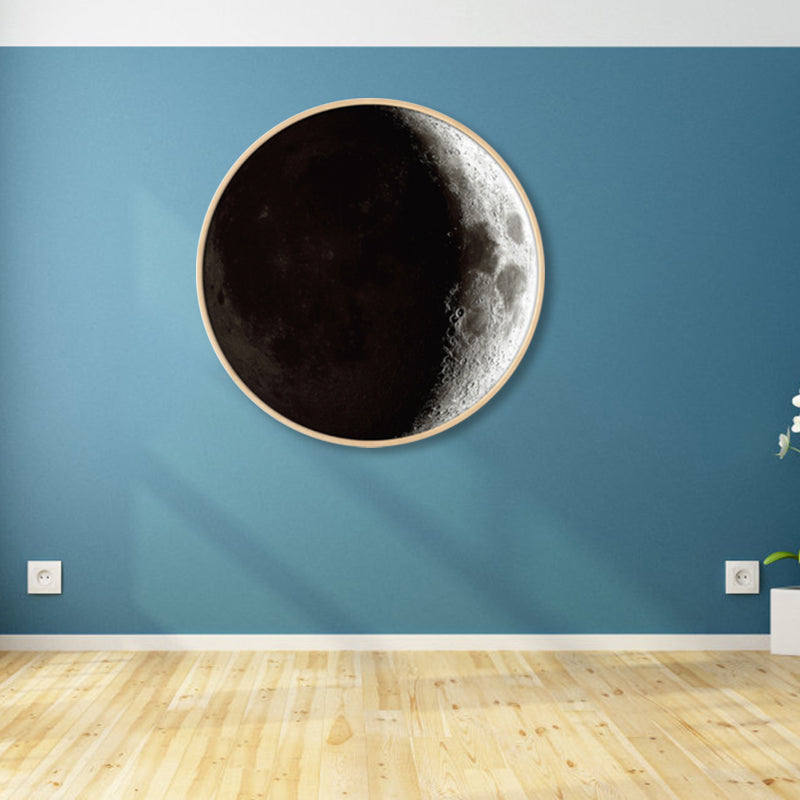 Textured Dark Color Canvas Kids Photo Print 3D Effect Planet Wall Art for Boys Room Clearhalo 'Art Gallery' 'Canvas Art' 'Kids' Arts' 1862334