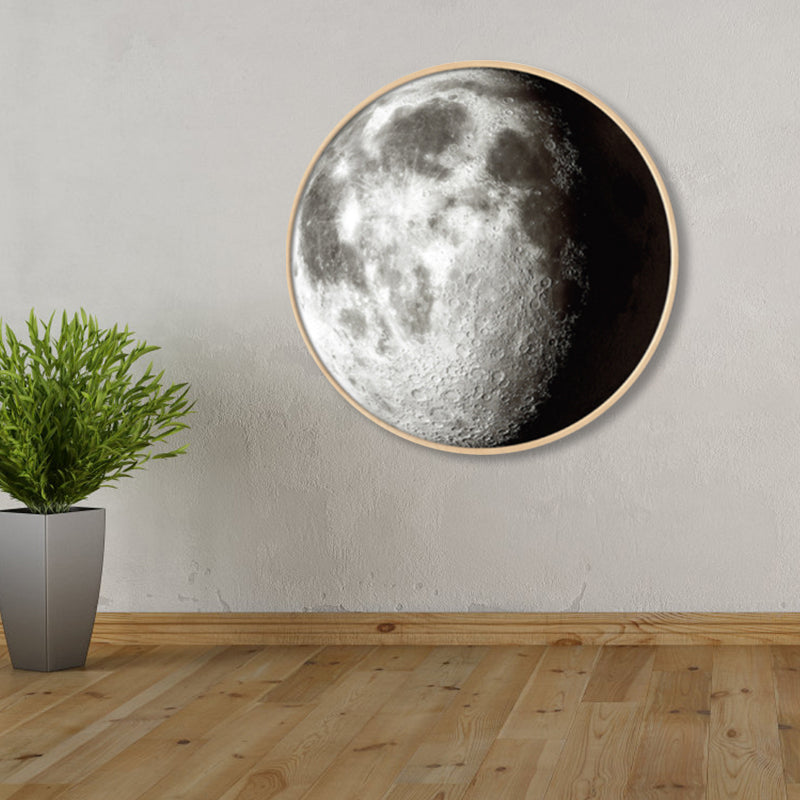 Textured Dark Color Canvas Kids Photo Print 3D Effect Planet Wall Art for Boys Room Dark Gray Clearhalo 'Art Gallery' 'Canvas Art' 'Kids' Arts' 1862336