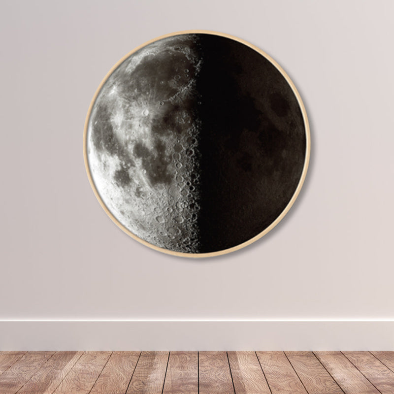 Textured Dark Color Canvas Kids Photo Print 3D Effect Planet Wall Art for Boys Room Cream Gray Clearhalo 'Art Gallery' 'Canvas Art' 'Kids' Arts' 1862340
