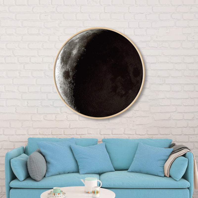 Textured Dark Color Canvas Kids Photo Print 3D Effect Planet Wall Art for Boys Room Black-Gray Clearhalo 'Art Gallery' 'Canvas Art' 'Kids' Arts' 1862344